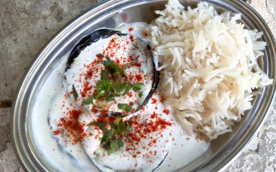 Dahi baingan – joghurtos padlizsán