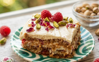 Málnás-pisztáciás-zabos tiramisu