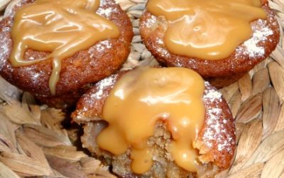 Körte muffin karamell öntettel